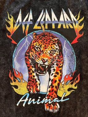 Def Leppard Animal Leopard Graphic Tee - Bold Multicolor Print
